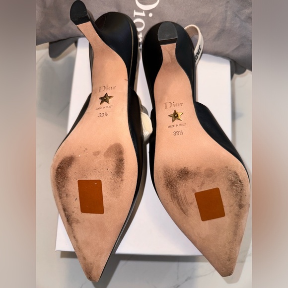 Dior Black J'adior Lambskin Leather Ribbon Slingback Pumps - Picture 4 of 8